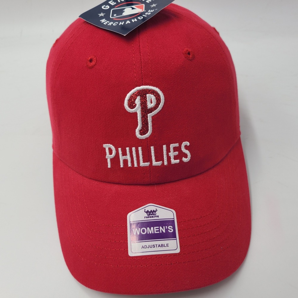 Women Philadelphia Phillies Hat Strapback Fan Favorite Red White Glittery Logo